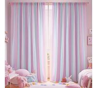 Eimilaly Rainbow Sheer Curtains for Bedroom/Theme Party/Wedding/Photographic Background, Rod Pocket Sheer Curtains 84 inches Long Sheer Canopy for Girls Room Decor, 2 Panels