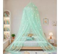Eimilaly Starry Bed Canopy That Shines in the Dark, Bed Screen for Girls, Princess Bed Canopy for Girl's Room, Green