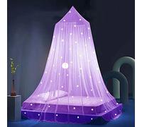 Eimilaly Stars Bed Canopy Glow in The Dark, Bed Canopy for Girls Mosquito Net, Princess Canopy for Girls Bed Room Decor, Purple