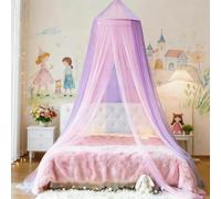 Eimilaly Two-tone Bed Canopy Mosquito Net Pink Purple, Bed Canopy for Girls Room Decor - Insect Protection Hanging Canopy for Adults, Babies, Single Door