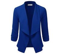 EIMIN Women's 3/4 Sleeve Blazer Open Front Office Work Cardigan Jacket (S-3XL), Eja001_royalblue, L