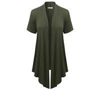 EIMIN Women's Basic Solid Short Sleeve Open Drape Front Jersey Cardigan (S-3XL) - Multicolored - Large