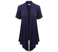 EIMIN Women's Basic Solid Short Sleeve Open Drape Front Jersey Cardigan (S-3XL) - Multicolored - Large