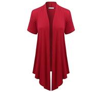 EIMIN Women's Basic Solid Short Sleeve Open Drape Front Jersey Cardigan (S-3XL) - Multicolored - X-Large