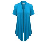 EIMIN Women's Basic Solid Short Sleeve Open Drape Front Jersey Cardigan (S-3XL) - Multicolored - X-Large