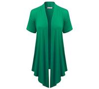 EIMIN Women's Basic Solid Short Sleeve Open Drape Front Jersey Cardigan (S-3XL) - Multicolored - XX-Large