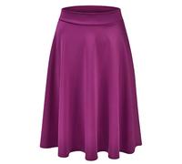 EIMIN Women's Basic Versatile Stretchy Flared Casual Midi A Line Skater Skirt (S-3XL), Est002_magenta, M