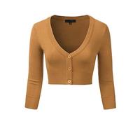 EIMIN Women's Button Down 3/4 Sleeve Cropped Bolero Cardigan Sweater (S-4XL) - - X-Large