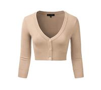 EIMIN Women's Button Down 3/4 Sleeve Cropped Bolero Cardigan Sweater (S-4XL) - - X-Large