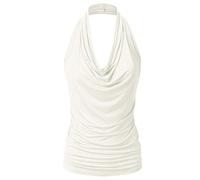 EIMIN Women's Casual Halter Neck Draped Front Sexy Backless Tank Top (S-3XL) - Off-white - 1X