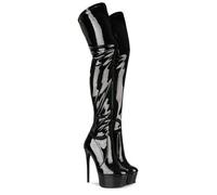 Eimireners Women's Thigh High Boots Pu Sexy Platform Stiletto HIgh Heels Over Knee Boot For Lady Party Dance Dressy, Black, 8 UK