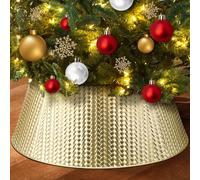 EIMMBD Metal Christmas Tree Collar, 28 Inch Christmas Tree Collar Basket Skirt for Large Christmas Tree, Artificial Tree Skirt Holiday Christmas Decorations Indoor Outdoor(Champagne Gold)