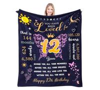 EIMOPE 12th Birthday Blanket for Girls Turning 12, Personalised Flannel Blanket Gifts