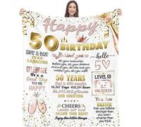EIMOPE 50th Birthday Blanket for Women, Happy 50th Decorations, Turning 50 Gift Blanket