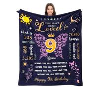 EIMOPE 9 Year Old Girl Birthday Blanket, Personalised Flannel Blanket Gifts for Girls Turning 9