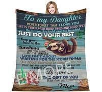 EIMOPE Fleece Sloth Blanket to My Daughter Letter Printed Bed Blanket Mom for Daughter's Air Mail Blanket Positive Encourage and Love Daughter's Throw Blanket, Daughter Gifts from Mum