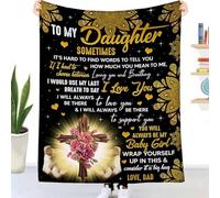 EIMOPE Gift to My Daughter Blanket from Dad, Soft Cozy Personalized Flannel Throw Blanket Christmas Thanksgiving Birthday Gifts for Daughter, Warm Letter Printed Quilts Throw Blanket for Daughter