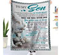 EIMOPE Gift to My Son Blanket from Mom, Soft Cozy Personalized Flannel Throw Blanket Christmas Thanksgiving Birthday Gifts for Son, Warm Letter Printed Quilts Throw Blanket for Son