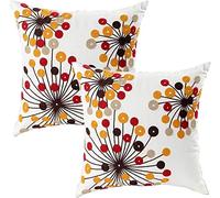 EIMOPE Hand Made National Embroidery Spring Flower Cushion Cover Bohemian Style Car Garden Outdoor Home Decoration Throw Pillow Cover, Polyester Linen Pillowcase, Set of 2, 45x45cm