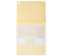 EIMSOAH 10in Wireless Keyboard Case with Touch Function for IOS Tablet, 44 Hours Working Time, for Travelers (Yellow round cap touch + leather case)