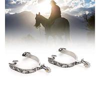EIMSOAH 2PCS Silver Stainless Steel Horse Spurs, with Pattern, Cowboy Spurs, Boot Spurs, Metalab Spurs, for Training and Competition