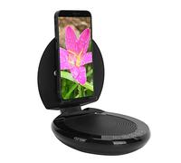 EIMSOAH 5.0 Speaker Phone Holder Enhanced Sound for Hands-Free Calls in Bedroom, Kitchen, Gym or Office Portable Cell Phone Stand with Black Wireless Stereo Speaker for Most Smart Phones