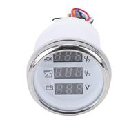 EIMSOAH 52mm Digital Sewage Voltage Voltmeter Water Level Meter, 3 in 1 Universal Design, Blue Display Gauge for Car Marine Boat, Quick Installation (White Dial Silver Cover)