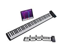 EIMSOAH 88 Keys Roll Up Piano, Portable Rechargeable Hand Roll Keyboard, MIDI Function LED Display 128 Tones 128 Rhythms 15 Demo Songs, for Kids Beginners Gift