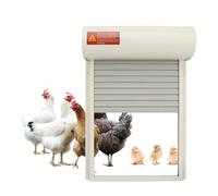 EIMSOAH Automatic Chicken Coop Door, Solar Powered Timer Auto Chicken Door Opener with LED Display Controller & Anti-Pinch Safety, for Duck Goose Poultry Coop Outdoor Use (White)