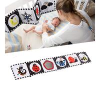 EIMSOAH Black White High Contrast Baby Cloth Book, Soft Crinkle Washable Early Educational Toy for Infants Toddlers, with Funny Mirror Cartoon Patterns (#2)