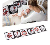 EIMSOAH Black White High Contrast Baby Cloth Book, Soft Crinkle Washable Early Educational Toy for Infants Toddlers, with Funny Mirror Cartoon Patterns (Animal)