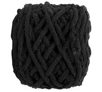 EIMSOAH Chenille Yarn for Crocheting, Soft Chunky Knit Blanket Yarn, Super Bulky Velvet Amigurumi, with Polyester, for DIY Scarves Shawls Hats Slippers (20 Black)