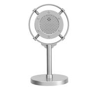 EIMSOAH Classic Retro Style Microphone Prop, Fake Plastic Classic Microphone Model with Stand for Art Object Collectable Hobby Lovers, Vintage Prop Mic for Home Decoration (Silver)