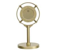 EIMSOAH Classic Retro Style Microphone Prop, Fake Plastic Classic Microphone Model with Stand for Art Object Collectable Hobby Lovers, Vintage Prop Mic for Home Decoration (Gold)