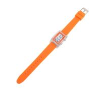 EIMSOAH Digital Sports Watch LED Display for Outdoor Activities Lightweight Silicone Strap 50m Water Resistant (Translucent Shell Orange Strap)