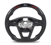 EIMSOAH Flat Bottom LED Shift Lights Black Perforated Leather Steering Wheel Suitable for SEAT 5F 6F Real Time Data Display Steering Wheel for Racing Drivers