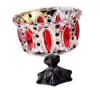 EIMSOAH Footed Glass Dessert Bowl Exquisite Embossed Ice Cream Cup for Restaurant, Colorful 7.01x4.25x7.09in (Red Pattern Style)