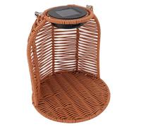 EIMSOAH Hanging Planter Rattan Lantern Efficient Solar Light All Weather PC Rattan Hanging Planter for Porches Gardens (Brown)