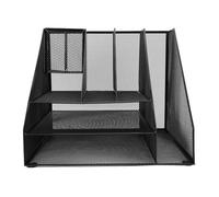 EIMSOAH Metal Desk Organizer Sturdy 3 Tier File Holder Pen Storage for Office Supplies Black Iron Mesh Stationery Organizer for Business Professionals