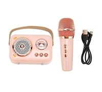 EIMSOAH Pink Portable Bluetooth Speaker with Karaoke Mic, Loud Volume for Family Outing, Suitable for Parties ABS Material