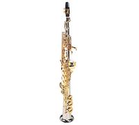 EIMSOAH Professional Brass Soprano Straight Saxophone, Vintage Silver Plated Tube with Gold Keys, High Sensitivity and Accurate Sound, with Carrying Bag for Beginners and Profess