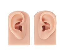 EIMSOAH Silicone Ear Model, Flexible Soft Reusable Human Skin Simulation for Acupuncture Teaching, with Display Props for Jewelry and Beauty Training (Medium Skin Color)
