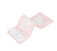 EIMSOAH Silicone Keyboard, Water Proof Dust Proof Oilproof Acidproof Rollable Foldable 85 Keys Silent Soft USB Wired for PC Laptop, with Full Sealed Design for Harsh Environment (Pink)
