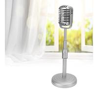 EIMSOAH Simulation Old Fashioned Microphone Model, Lightweight Durable Vintage Microphone Prop Model with Stable Base, Retro Style Mic for Photography Props (Silver)