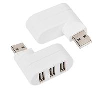 EIMSOAH USB Hub Fast Splitter Adapter Slim Mini Rotate Hub for PC Laptop 3 Ports USB 2.0 for Office Home Use (White)