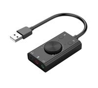 EIMSOAH USB Sound Card, External Audio Converter with Adjustable Volume and Plug Play, for PC Laptop Desktop Headset