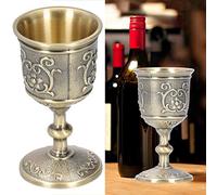 EIMSOAH Vintage Goblet Bronze Wine Cup, Bronze Vintage Goblet, Embossed Bronze Cup, Vintage European Royal Chalice Whiskey Drink Cup, for Drinking Milk, Wine, Ornaments (S 7.3 x 3.9 x 3.9cm)