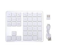 EIMSOAH Wireless Bluetooth Number Pad, 35 Keys Rechargeable Slim Portable Numeric Keypad with Dual Mode 2.4G and Bluetooth 3.0 5.0 for Laptop PC Tablet (Silver White)
