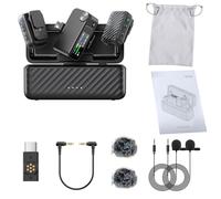 EIMSOAH Wireless Lavalier Microphone, Truly AI Driven 40dB Noise Reduction, 32 Bit Float Internal Recording, 8GB Storage, for Interview Streaming Lecture (BOYAMIC 2-01)