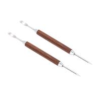 EIMSOAH Wood Handle Coffee Art Pen Set, 2PCS Stainless Steel Fine Tip Needle for Latte, DIY Decorating, Rosewood Coffee Carving Tool for Home Baristas